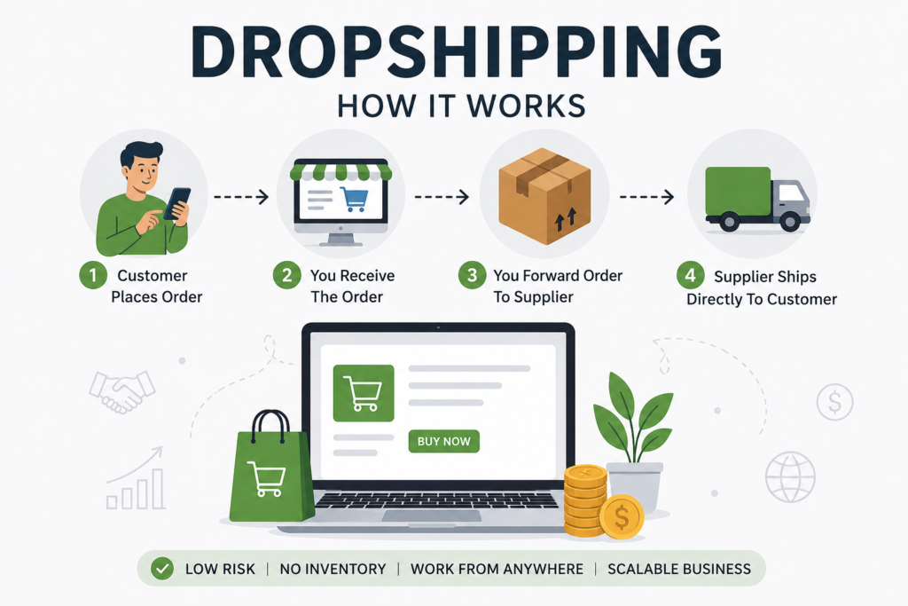 How dropshipping works from customer order to supplier delivery