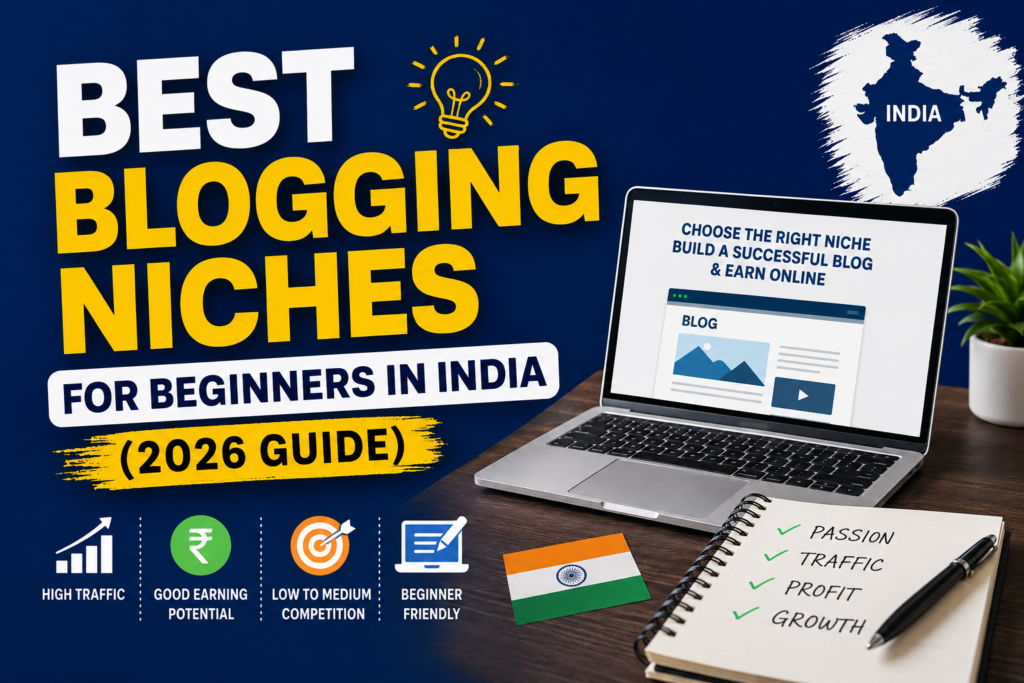 Best Blogging Niches for Beginners in India with high traffic, good earning potential, and beginner-friendly blog niche ideas