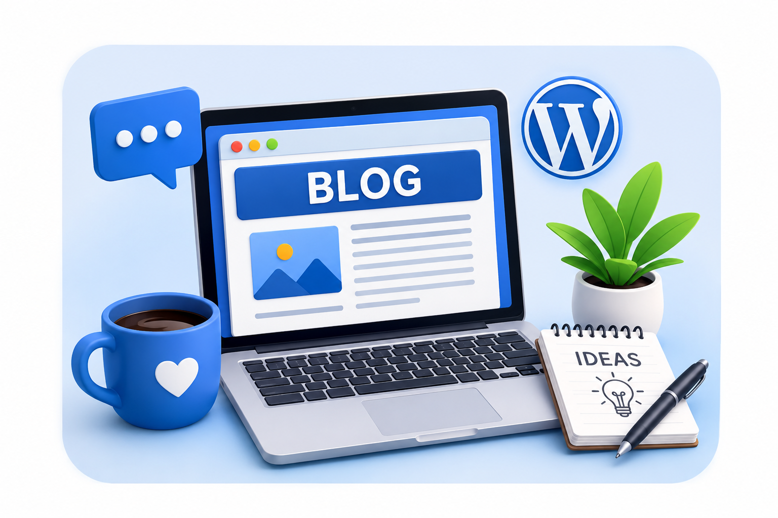 Learn Blogging for Beginners - Laptop with blog website workspace