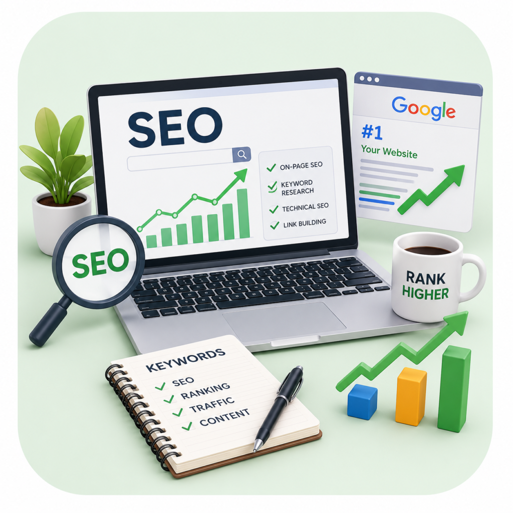 SEO optimization for beginners - Learn Google ranking and search engine optimization